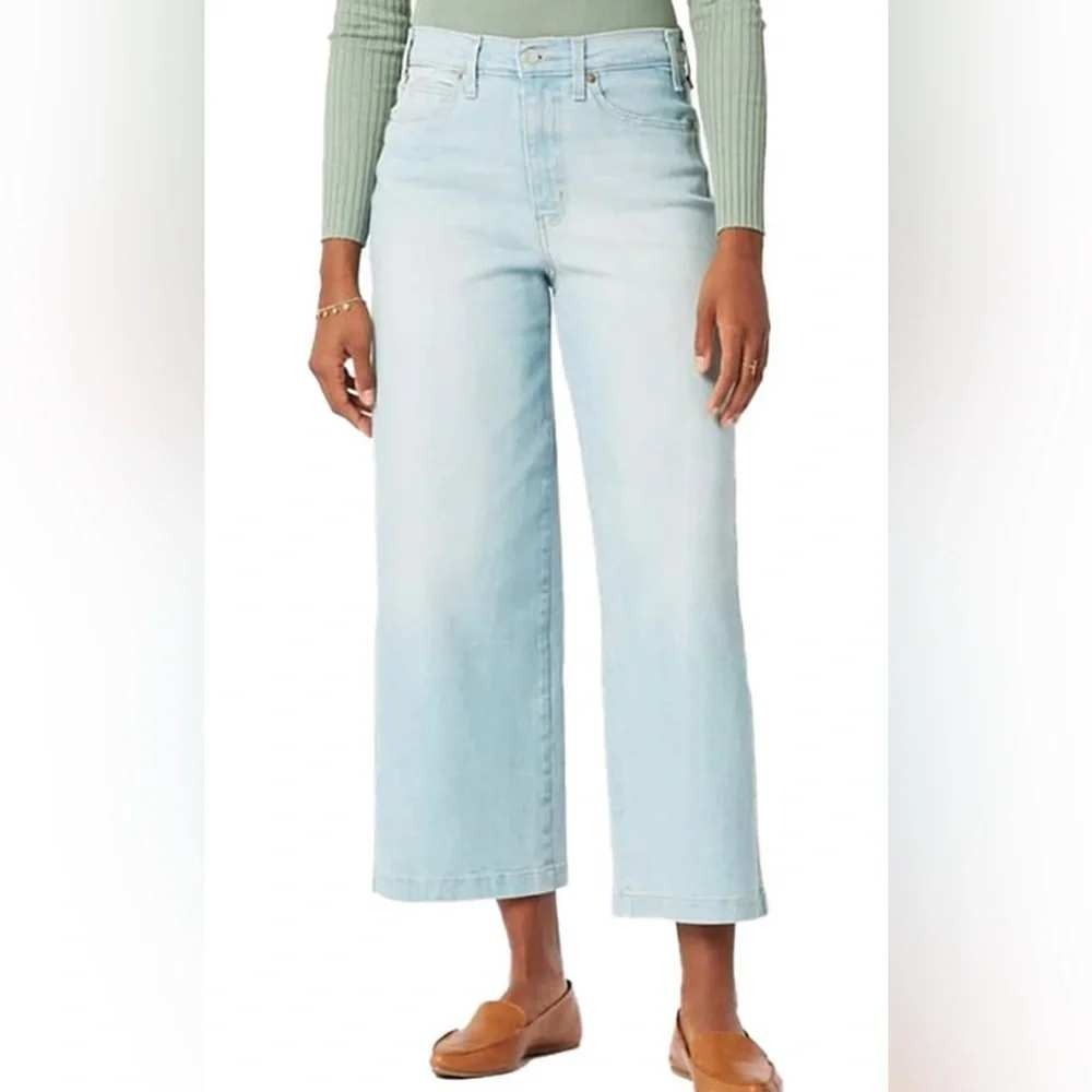 Signature by Levi Strauss Women Heritage Wide Leg Jeans Size 14 Light Blue Denim